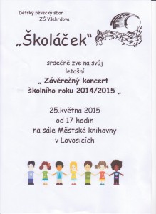 Koncert sboru Školáček 25.5. od 17 hodin
